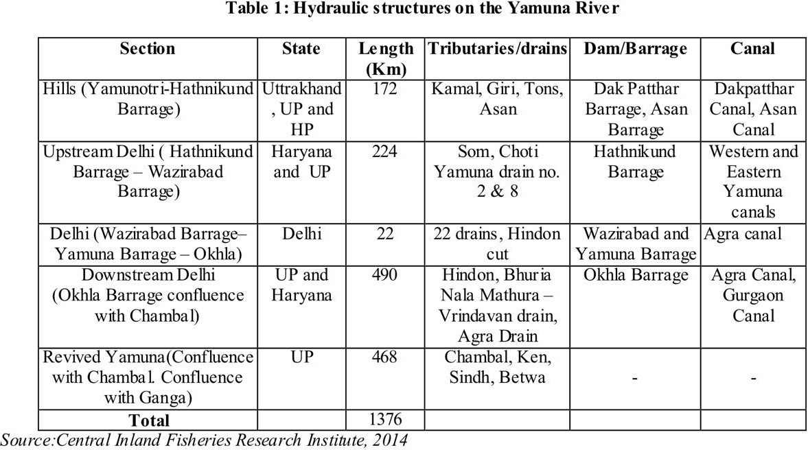 Hydraulic structures on Yamuna River